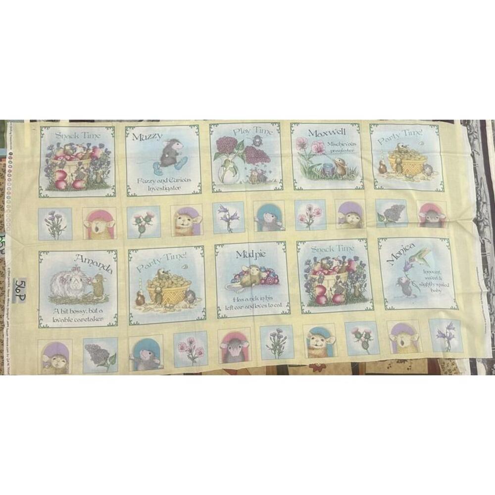 Vintage Themed Sewing Fabric Panel with Animal and Floral Prints